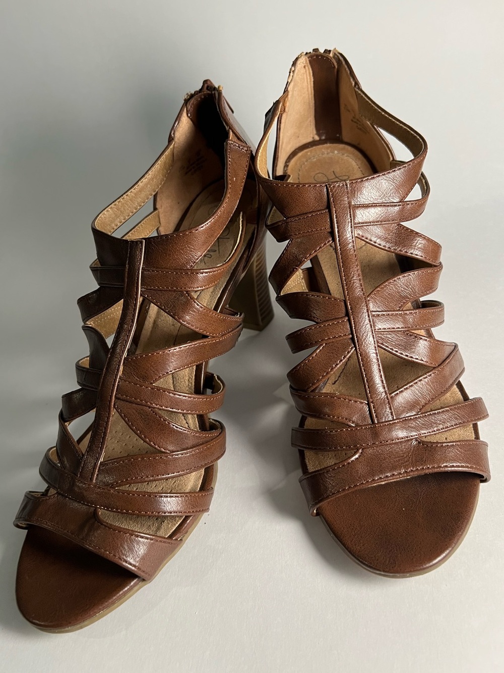 Life Stride Comfort Cushion Brown Multi-Strap Block Heel Sandals Size 11